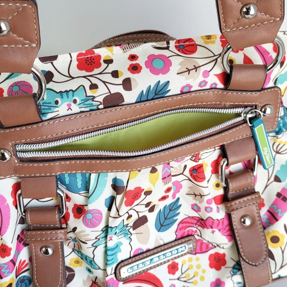 Lily Bloom Floral Canvas Satchel Bag | Multicolor Cats Shoulder Handbag Y2K - Picture 16 of 16